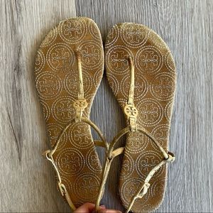 Tory Burch t strap tan sandals. Size 7.5